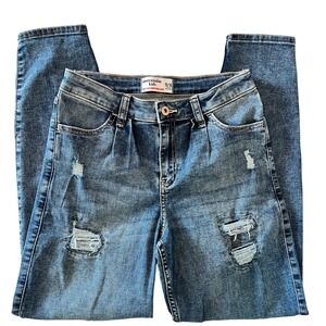 Abercrombie Kids‎ High Rise Mini Mom Jeans Distressed Girls 15/16 Straight Taper